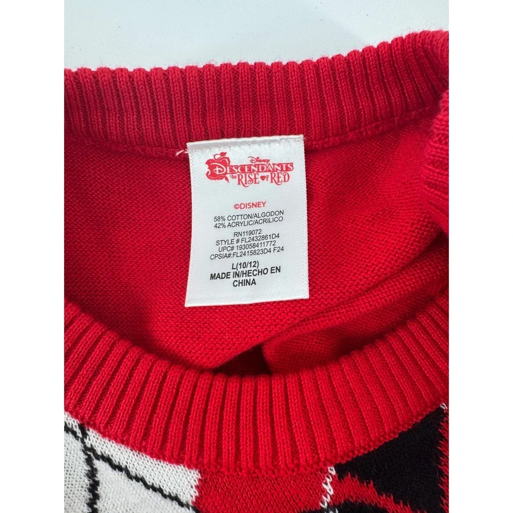 Disney Descendants The Rise of Red Argyle Heart Sweater Vest Kids Large 10/12 - Picture 3 of 4
